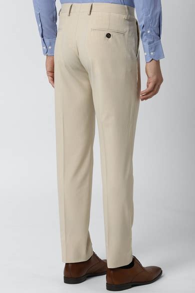 Buy Men Beige Solid Formal Trousers Online - 39561784 | Peter England