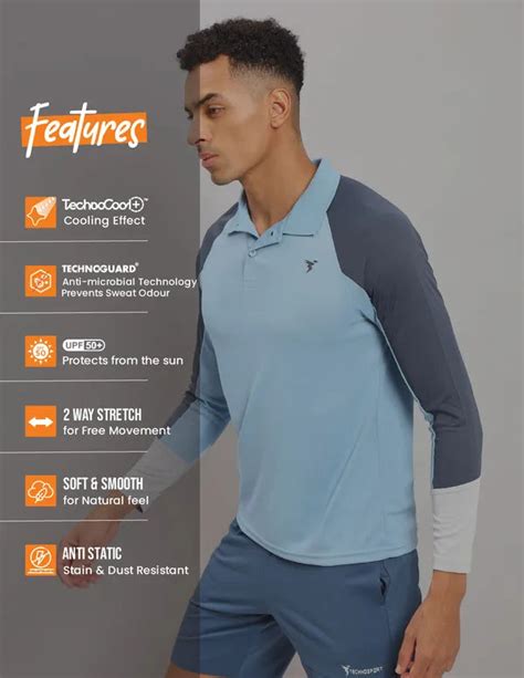 Men Slim Fit Polo T-shirt with Techno Cool+