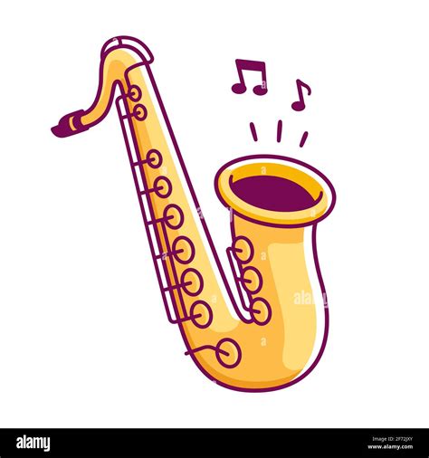 Cartoon saxophone drawing. Isolated vector clip art illustration Stock ...