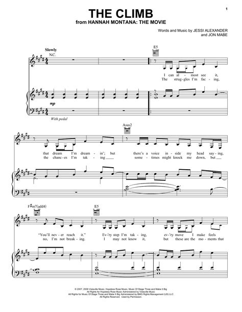 Miley Cyrus - The Climb (from Hannah Montana: The Movie) sheet music