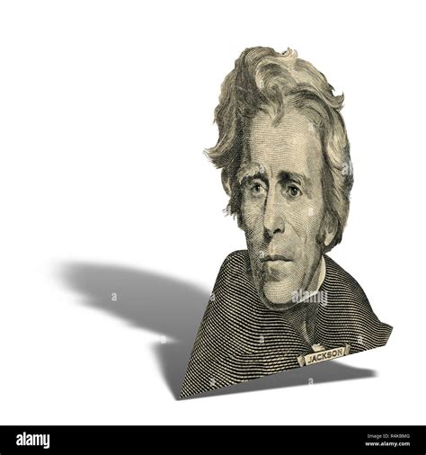 Portrait of former U.S. president Andrew Jackson as he looks on twenty ...