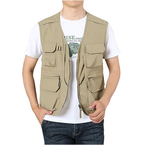 Utility Cargo Vest for Men with Multi Pockets Outdoors Work Jacket ...