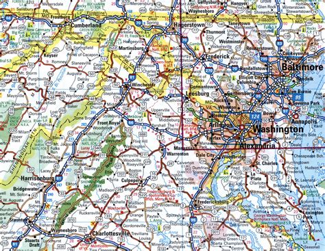 Map interstate highway I-66 Virginia route interchange exit numbers - US
