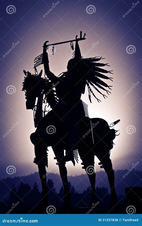 Silhouette of Native American on Horse Stock Photo - Image of purple, idaho: 31257838
