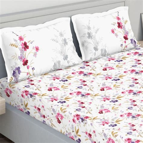 Buy D'DECOR Fusion Floral Print 3-Piece King-Size Bedsheet Set - 274 x ...