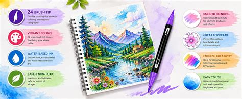 Corslet 24 Colors Dual Tip Watercolor Brush Markers | Fine Liner ...