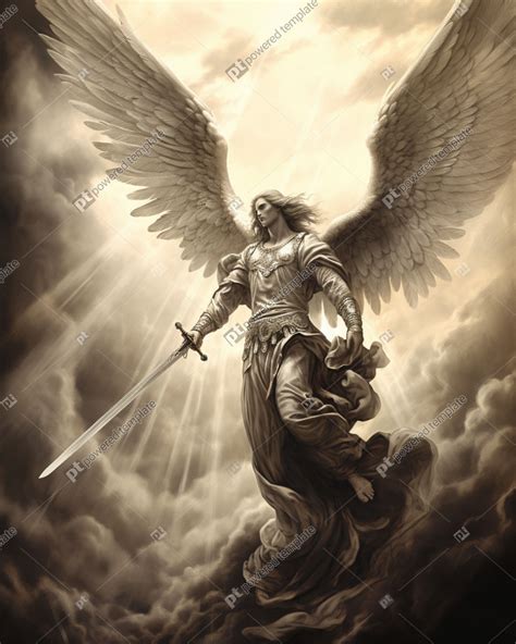 Illustration Angel with Sword and Bible A Dramatic Victorian Engraving ...