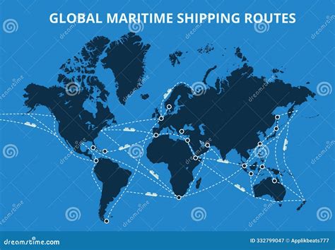 Global Maritime Shipping Routes Map. International Sea Routes For Cargo ...