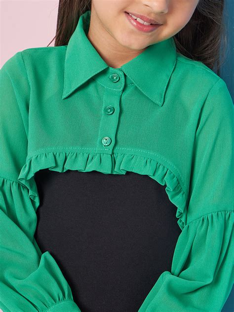 Shop Girl's Shoulder Straps Georgette A-Line Dress With Jacket ...