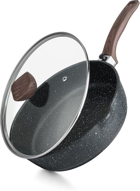 Amazon.com: Kordisen Nonstick Deep Frying Pan with Lid, 11 Inch Saute ...