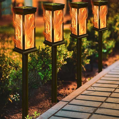 KelvinLux Solar Flame Lights Outdoor, 8Pack with Flickering Flame LED ...