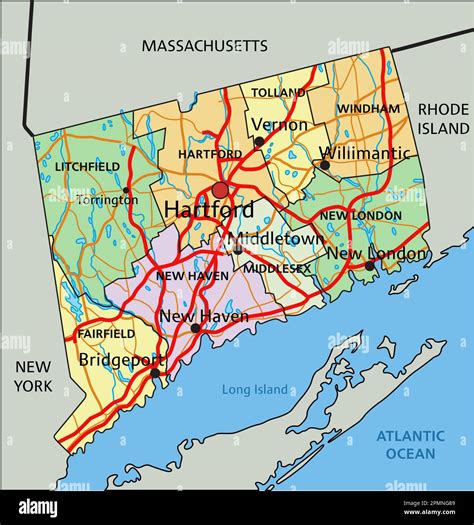 Large Detailed Map Of Connecticut With Cities And Towns – FIHIDU