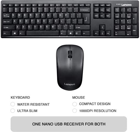 Lenovo 100 Wireless Keyboard & Mouse Combo