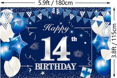 Buy P.G Collin Happy 14th Birthday Banner Backdrop Sign Background, 14 ...