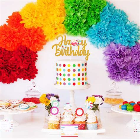 Buy Yvokii Candyland Happy Birthday Cake Topper, Candy Rainbow Lollipop ...