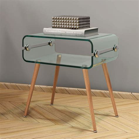 Durian Fox Glass Rectangular End Tables (Colour: Clear :Finish: Glossy ...