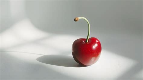 Fresh cherry with stem isolated on white background | Premium AI ...