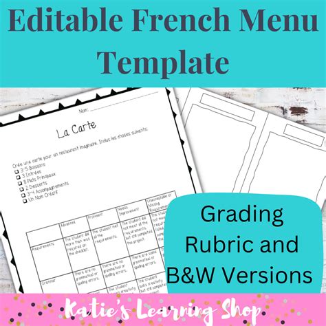 French Menu Template