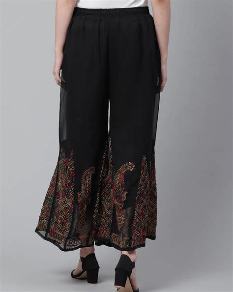 Chikankari Flared Free Size Chiffon Sharara With Lining Attached Insid ...