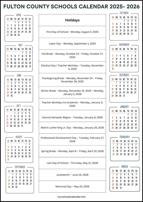Fulton County Schools Calendar 2025- 2026 [ Holidays]