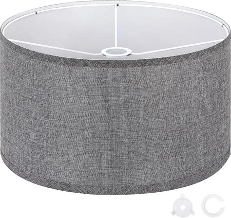 OUTON Grey Large Drum Lamp Shades for Floor Lamps, 16" Top x 16" Bottom ...