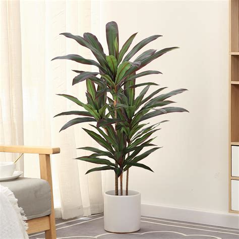Amazon.com: FLOWORLD Dracaena Artificial Plant 4ft Red Yucca Silk Tree ...