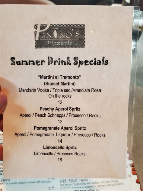 Carta de Panino's Pizzeria - Park Ridge, Park Ridge, 28 S Fairview Ave