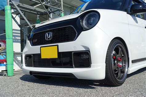 大人の品格を漂わせたいならシンプルなデザインが良いかも！？ ホンダ 新型N-ONE RS（JG3）に「BLITZ フロントリップスポイラー」&amp;「無限サイドスポイラー」の取り付け！ | ホンダ ...