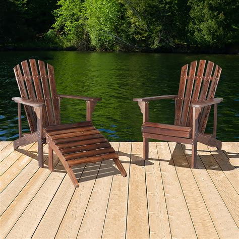 BaytoCare 2 Piece Oversized Adirondack Chair & Ottoman Set, Solid Wood ...