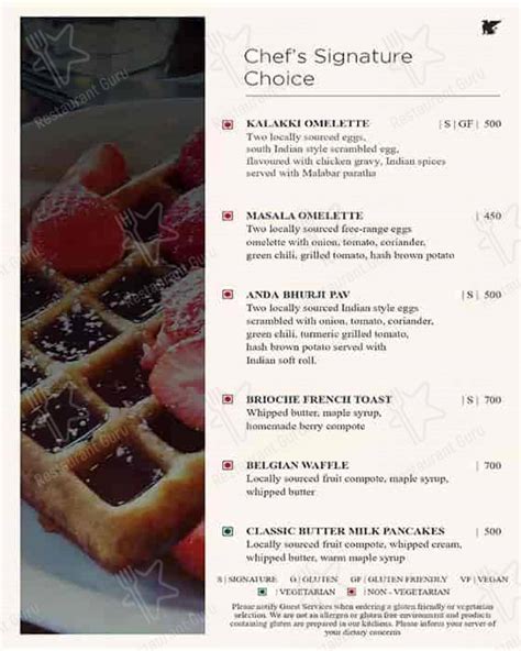 Menu at Spice Terrace, Bengaluru