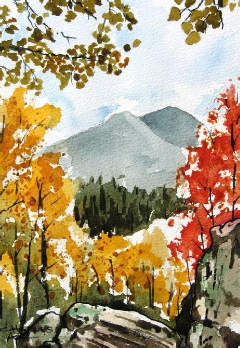 Image result for Watercolor Fall Landscape Tutorial