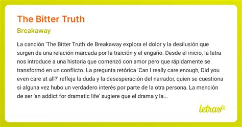 Significado de la canción THE BITTER TRUTH (Breakaway) - LETRAS.COM