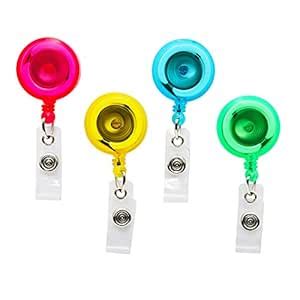SICURIX Translucent ID Badge Reels, Round, Belt Clip, Strap, Raspberry ...