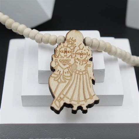 Original Radha Krishna Locket Big Size White Brown Bead Tulsi Mala ...