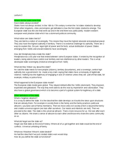 Poli sci lecture 1,2 and 3 (midterm) - Lecture 2 Where did the state ...