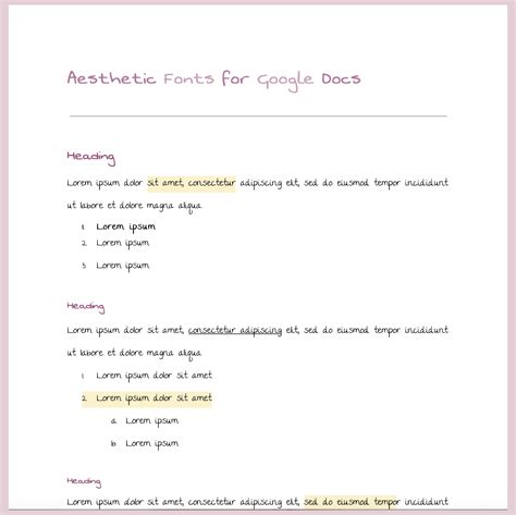 Aesthetic Fonts on Google Docs