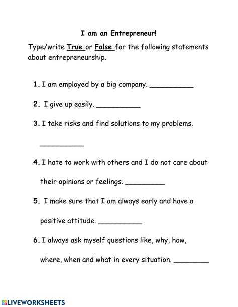 Entrepreneur High School Worksheets 的图像结果