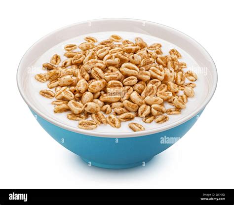 Puffed wheat cereal isolated on white background, honey air rice Stock ...