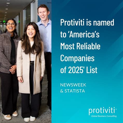 Protiviti has been named to “America’s Most Reliable Companies of 2025 ...