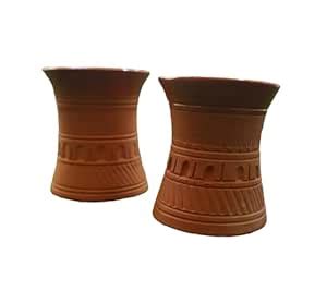 Buy Srilipi Handcrafted Natural Clay Terracotta Glass, 200 ml - Set of ...