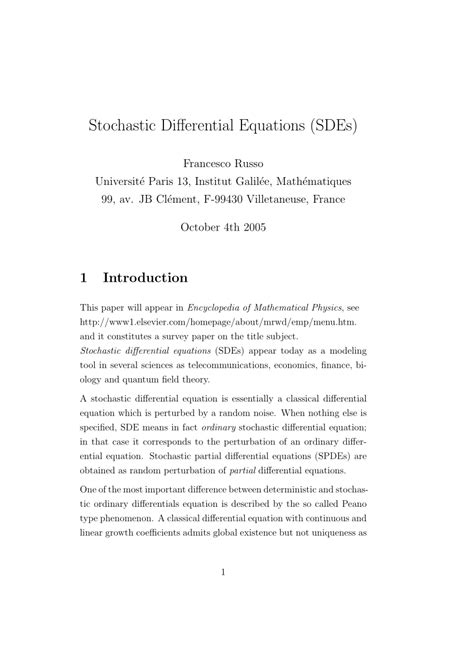 Image result for Stochastic Differential Equation Examples