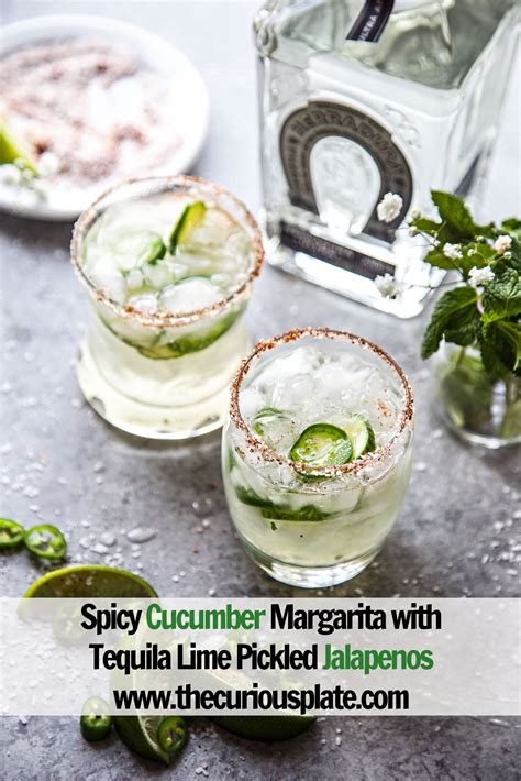 Spicy Cucumber Margarita with Tequila Lime Pickled Jalapenos