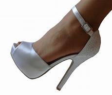 Wedding Peep Toe Heels by White Satin Rhinestone Platform Peep Toe Bridal Heels Wedding Peep Toe Heels