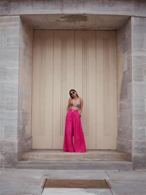 Pink bandhni trousers, lilacs and sea shells – The Little Black Bow