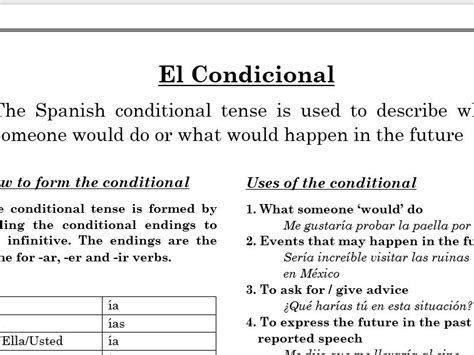 Spanish Conditional Tense Guide and Worksheet | Teaching Resources