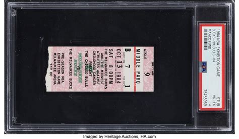 1984 Michael Jordan Preseason Game (Bucks vs. Bulls) Ticket Stub, | Lot ...