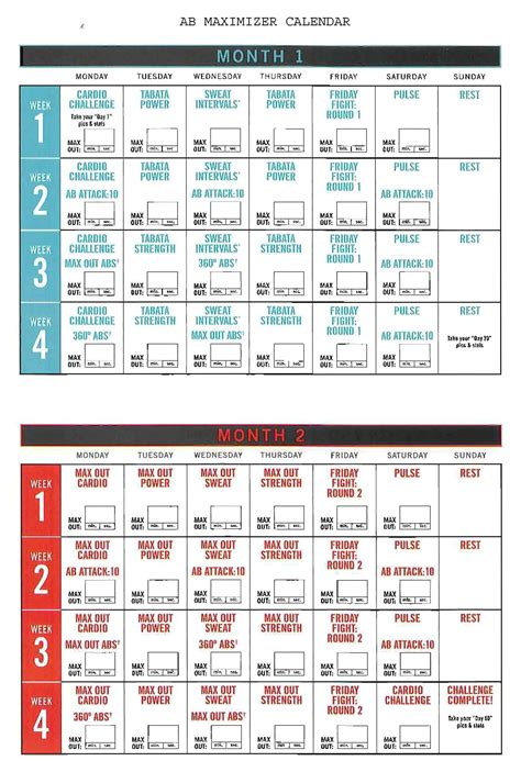 Insanity Max 30 Workout Calendar - Preschool Calendar Printable