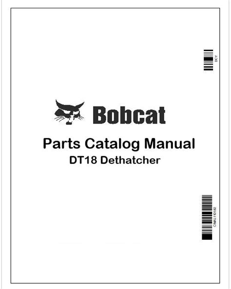 Bobcat DT18 Dethatcher Parts Manual | Instant PDF