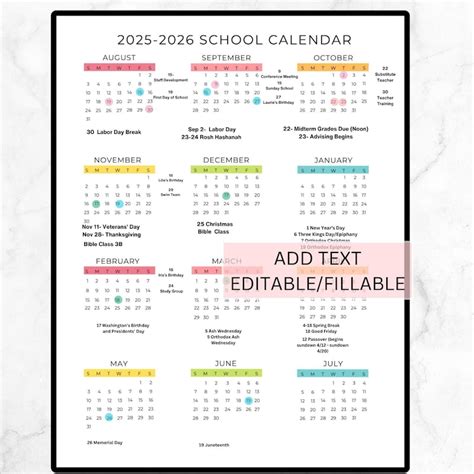 2025 2026 Spotsylvania County School Calendar - Etsy Canada