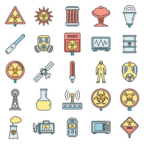 Toxic radiation icons set vector color 36583261 Vector Art at Vecteezy